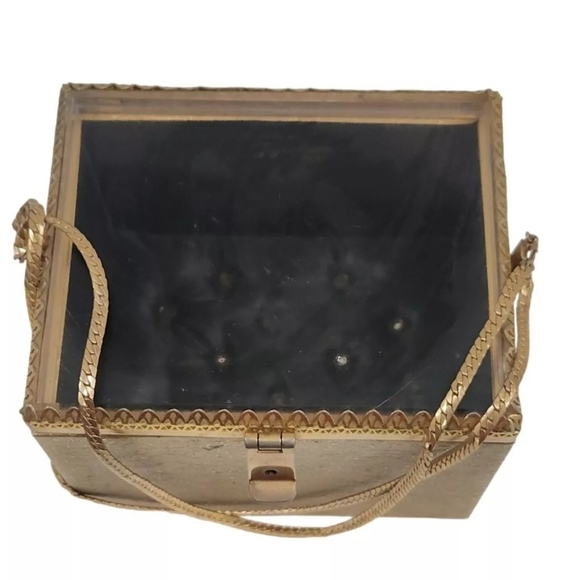 RARE Tyrolean NY Vintage 50's Golden Box Hand Purse - Picture 9 of 9